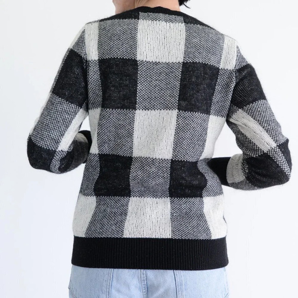 Banana Republic Black & White 61% Cotton 19% Mohair 8%  Wool Crewneck Sweater XS - Picture 4 of 12